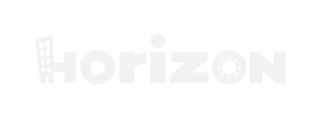 Logo Horizon. On y voit le mot Horizon avec la lettre H stylisée, représentant un immeuble